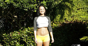 18 year old beauty Agnes takes great care in flaunting perky tits in the nude